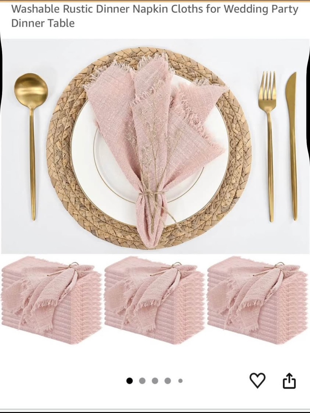 36 new Rustic Washable Dinner Napkin Cloths - Blush Pink